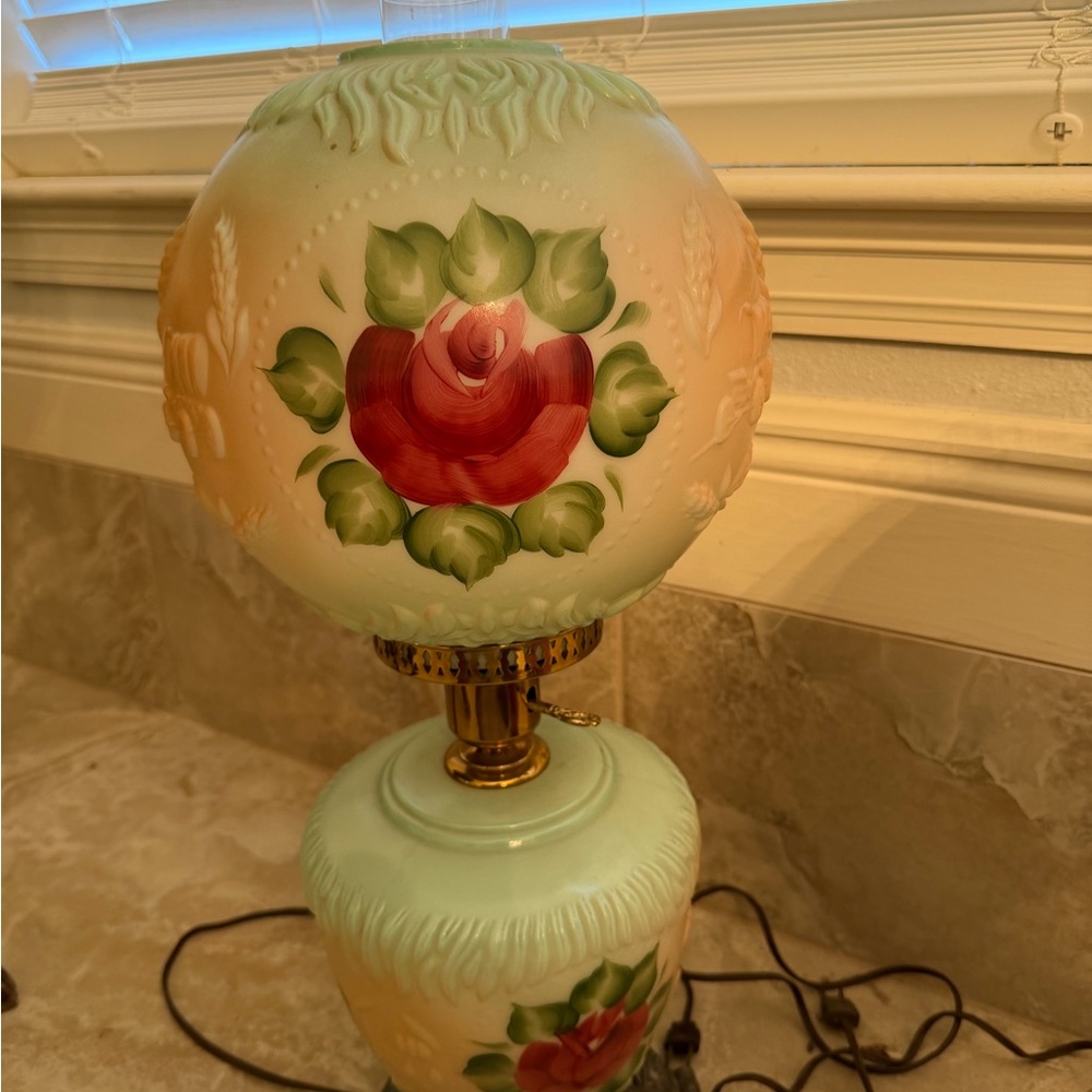 Vintage Floral Glass Lamp